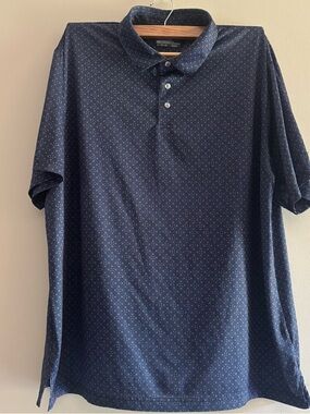 Hogan Men's Navy Polo with Micro Dot Pattern